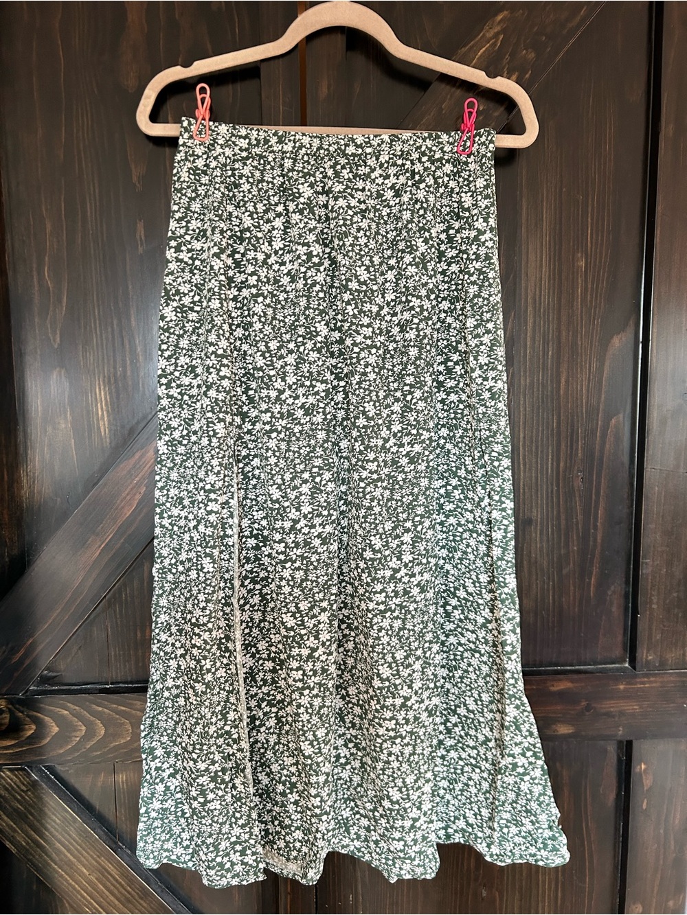 Ditsy Green Floral Midi Skirt
